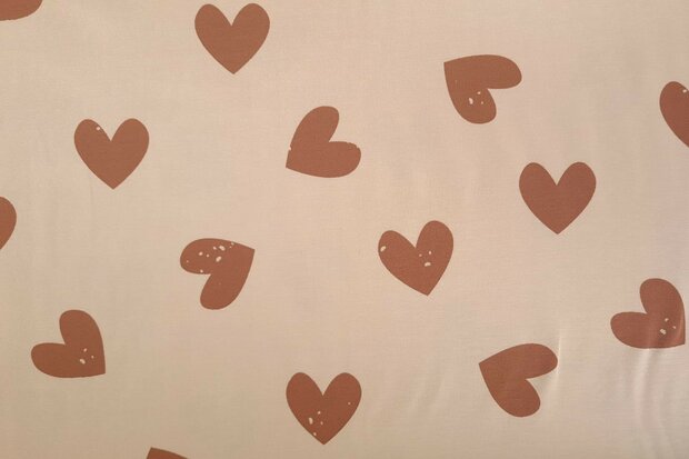 Cotton Jersey Hearts Old Rosé