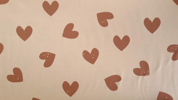 Cotton Jersey Hearts Old Rosé