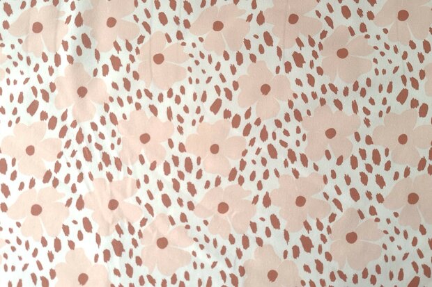 Cotton Jersey Leo-Flowers Old Rosé