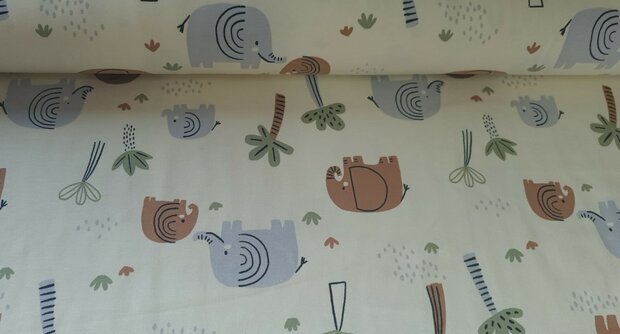 Cotton Jersey Elephant Ecru
