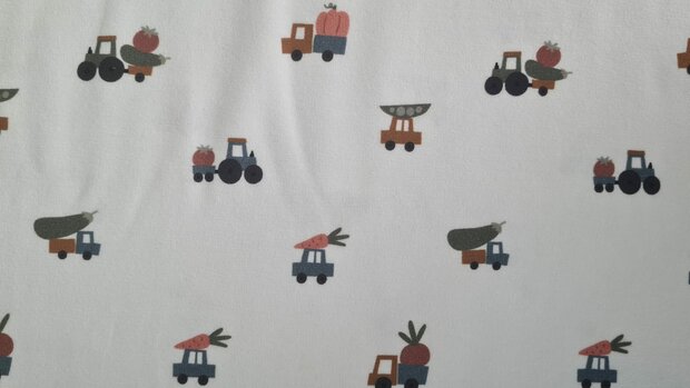 Cotton Jersey Veggie Trucks 