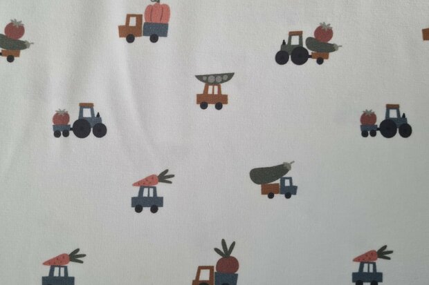 Cotton Jersey Veggie Trucks 