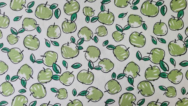 Cotton Jersey Apples White