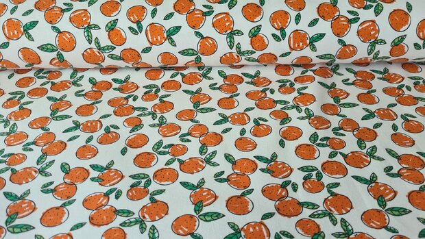 Cotton Jersey Oranges White
