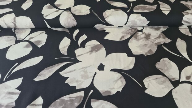 Viscose Twill Flower Black