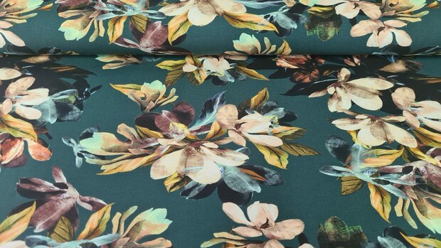 Heavy Viscose Jersey Flowers Green