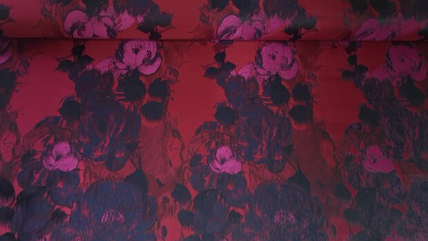 Jacquard Flowers Red