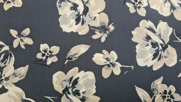 Viscose Crepe Flower Grey