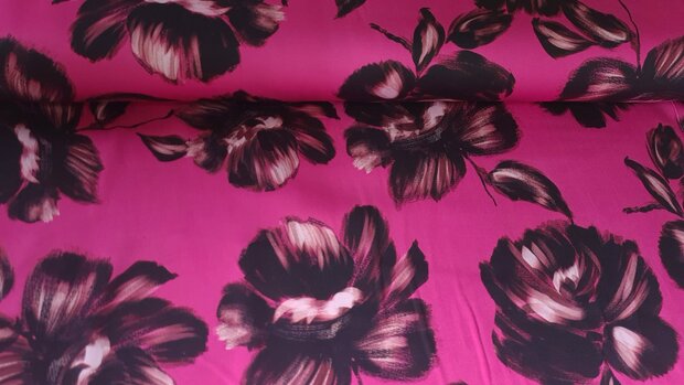 Viscose Stretch Satin Peony Pink
