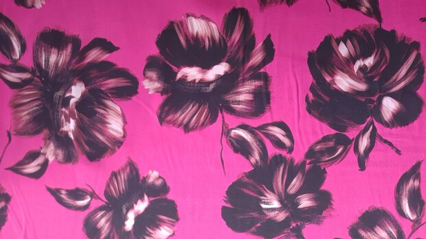 Viscose Stretch Satin Peony Pink