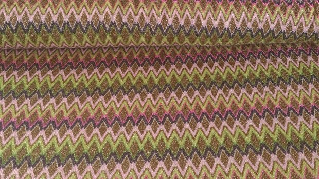 Knitted Lurex Zigzag Green