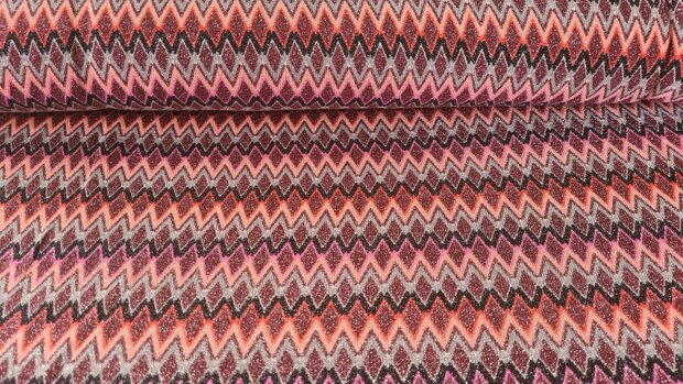 Knitted Lurex Zigzag Red