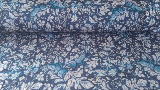 Knitted Lurex Leaves Blue