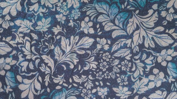 Knitted Lurex Leaves Blue