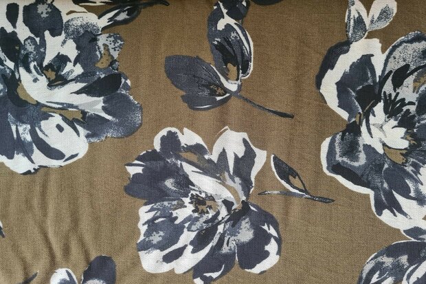Viscose Crepe Flower Taupe