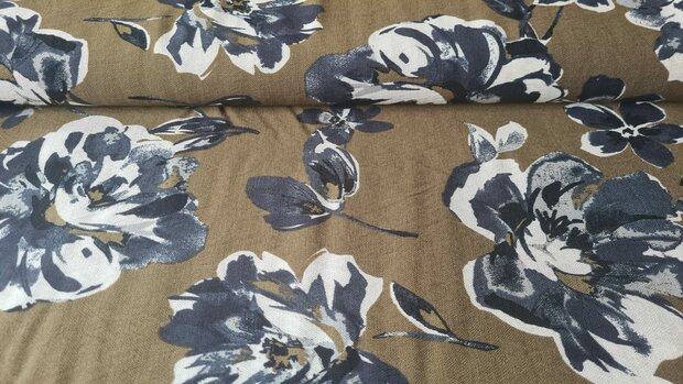 Viscose Crepe Flower Taupe