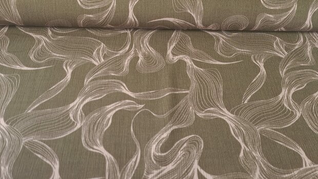 Viscose Crincle Abstract Waves Green