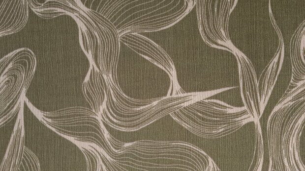 Viscose Crincle Abstract Waves Green