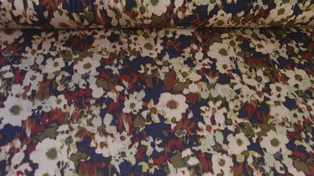 Heavy Jersey Flowers Red