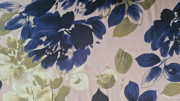 Viscose Crincle Flowers Nude