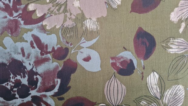 Viscose Crincle Flowers Green