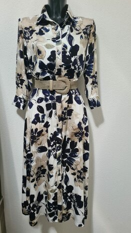 Viscose Satin Flowers Off White/Brown