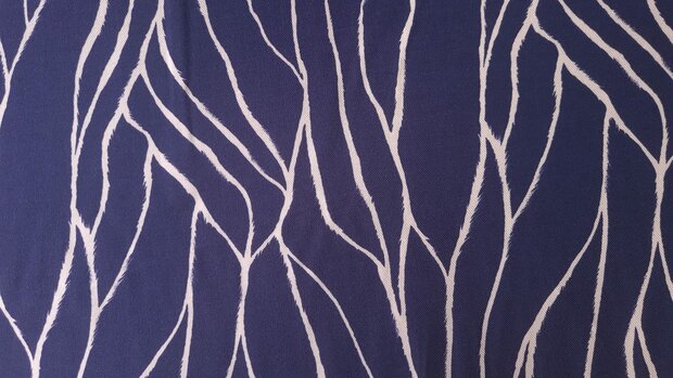 Viscose Twill Abstract Navy