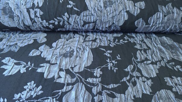 Crashed Jacquard Flowers Blue