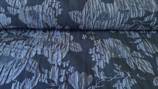 Crashed Jacquard Flowers Blue
