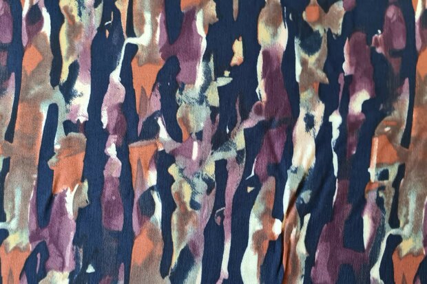 Viscose Crepe Paint Stripes Navy