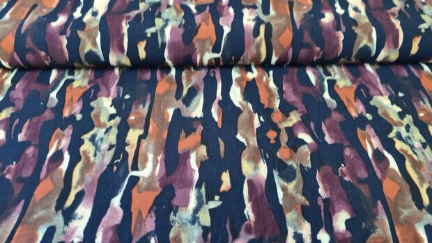 Viscose Crepe Paint Stripes Navy