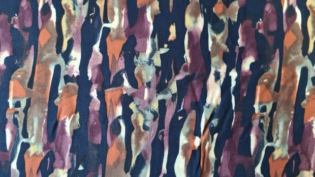 Viscose Crepe Paint Stripes Navy