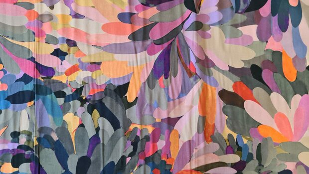 Viscose Poplin Leaves Multi-Coral