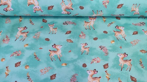 Cotton Jersey Deers & Twigs Mint