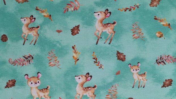 Cotton Jersey Deers & Twigs Mint