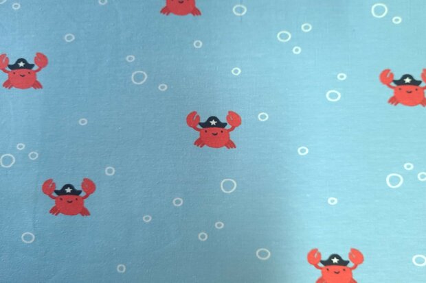 Cotton Jersey Pirate Lobster Blue