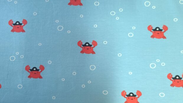 Cotton Jersey Pirate Lobster Blue