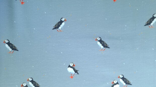 Cotton Jersey Birds Blue