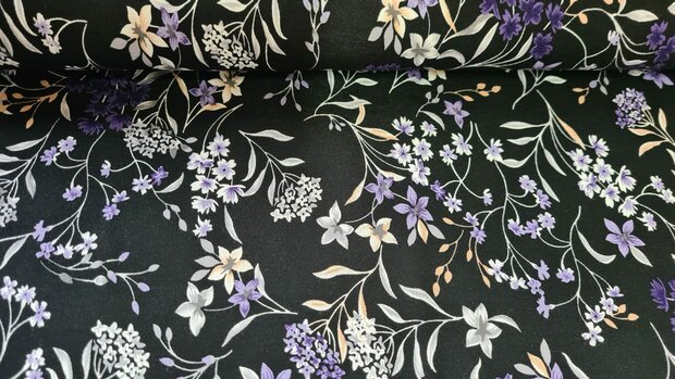 Viscose Jersey Flowers Purple