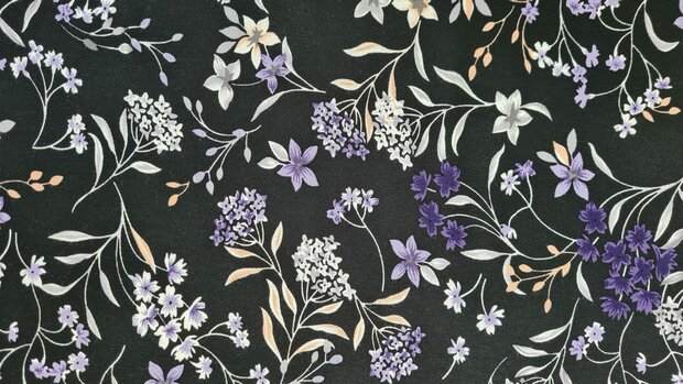 Viscose Jersey Flowers Purple