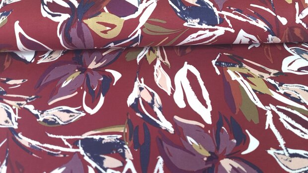 Viscose Jersey Flower Red