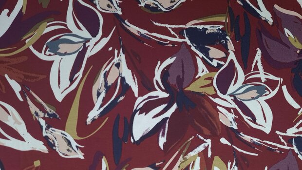 Viscose Jersey Flower Red