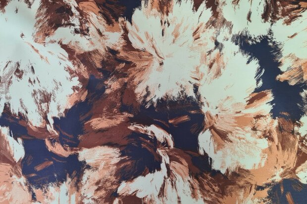 Scuba Suède Abstract Flower Navy