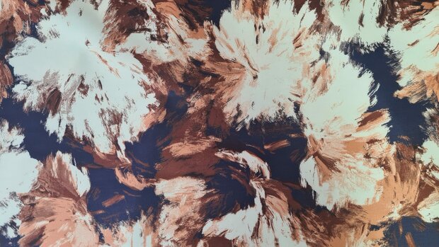 Scuba Suède Abstract Flower Navy