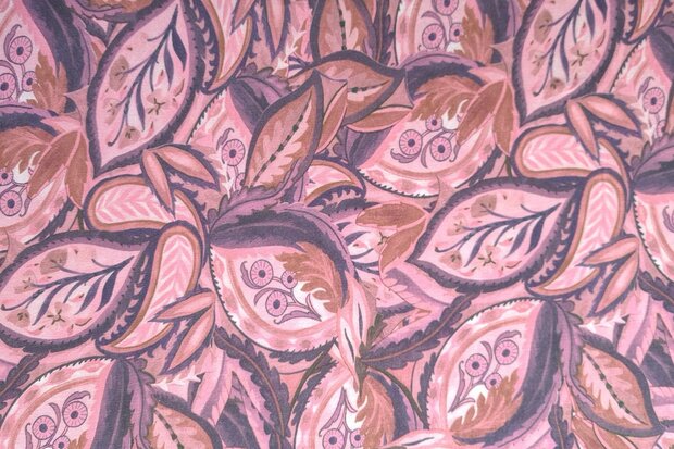 Bamboo Jersey Leaves Coral