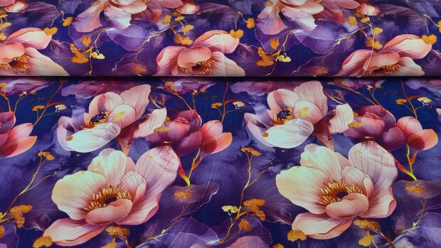 Bamboo Jersey Flowers Purple