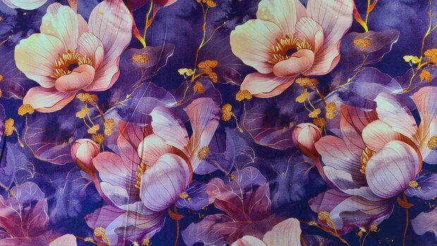 Bamboo Jersey Flowers Purple