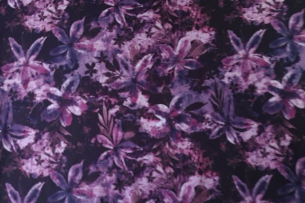 French Terry Flowers Black/Lilac