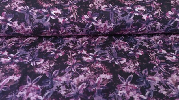 French Terry Flowers Black/Lilac