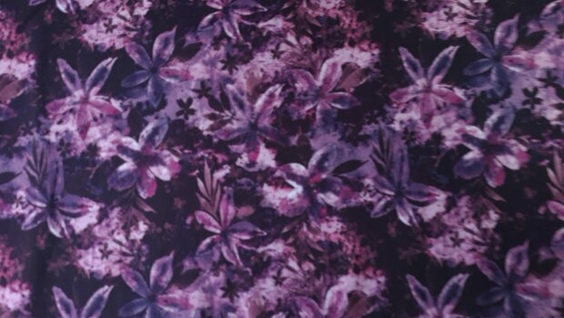 French Terry Flowers Black/Lilac